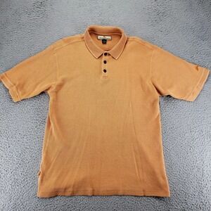 Tommy Bahama Shirt Mens XL Orange Knit Silk Blend Polo Short Sleeve‎ Golf Marlon